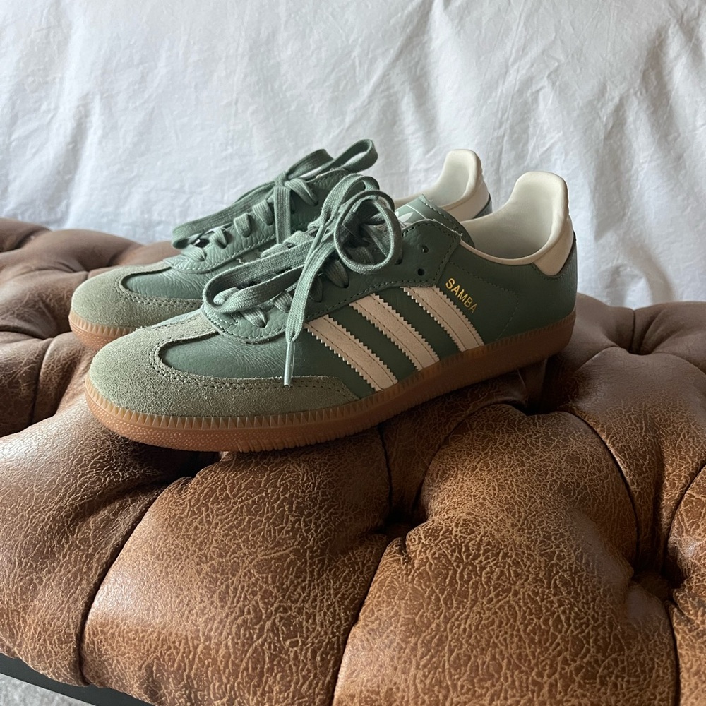 adidas Samba Green and White Athletic Shoes